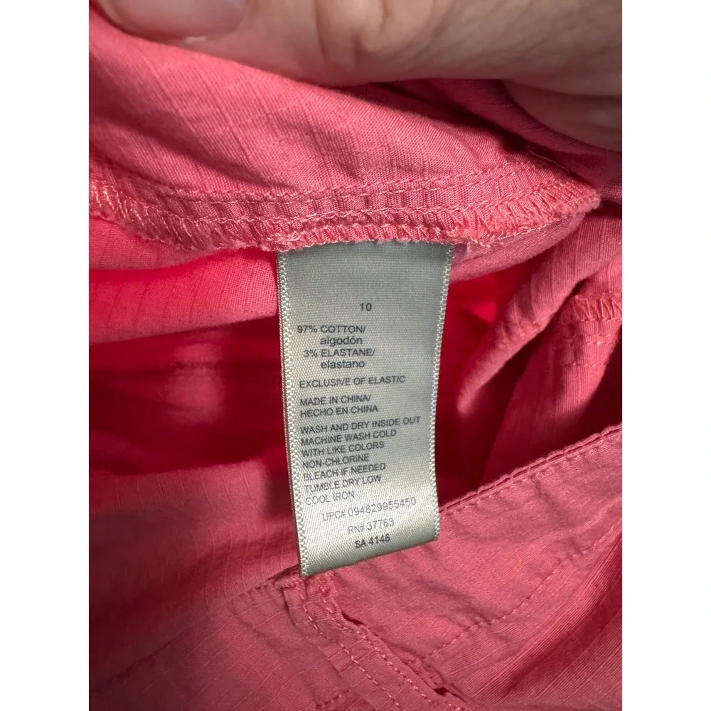 Rafaella Cargo Pants Womens 10 Pink Excellent Ripstop‎ Bungee Hem Straight Leg